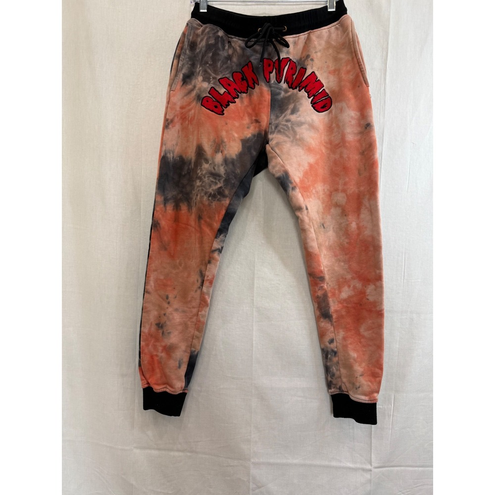 Rare Black Pyramid Tie Dye Sweatpants Joggers Orange Black Streetwear Men S - Picture 3 of 7